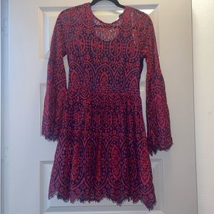 NWT Red and Navy Lace Dress A Line Dress Classy with Lining